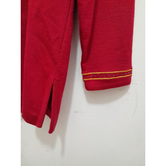VTG Carole Little Beaded Embroidered Holiday Christmas Wool Blend Sweater Size S - Picture 4 of 7